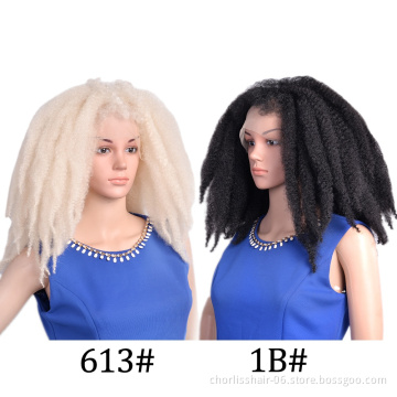 Wholesale Peruvian Glueless Cheap Afro Kinky Curly Braiding Hair Wigs Marley Braiding Lace Front Synthetic Hair Wigs For Women